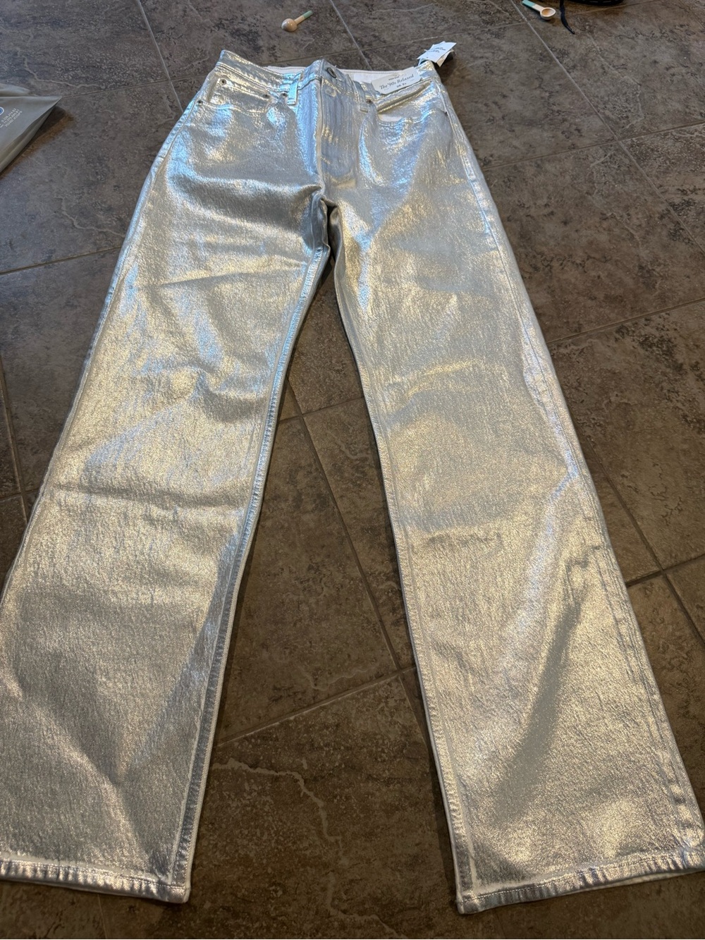 🥦Metallic Silver Abercrombie and Fitch Women’s Jeans - 90s Relaxed High rise